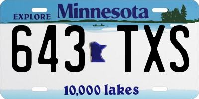 MN license plate 643TXS