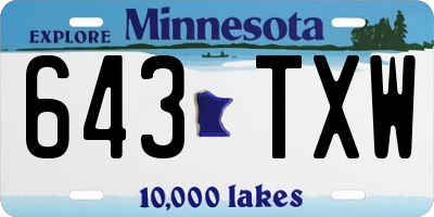MN license plate 643TXW