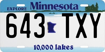MN license plate 643TXY
