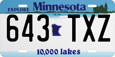 MN license plate 643TXZ