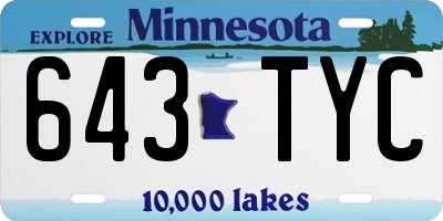 MN license plate 643TYC