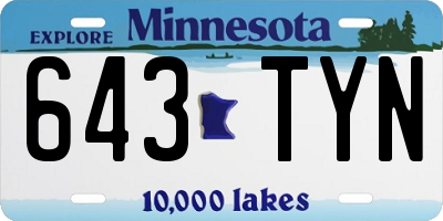 MN license plate 643TYN