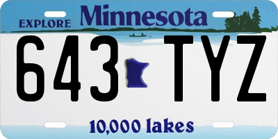 MN license plate 643TYZ