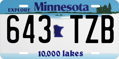 MN license plate 643TZB