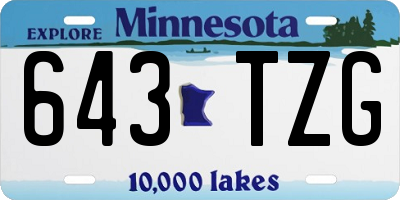 MN license plate 643TZG