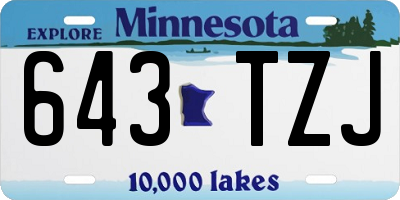 MN license plate 643TZJ