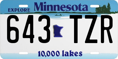 MN license plate 643TZR
