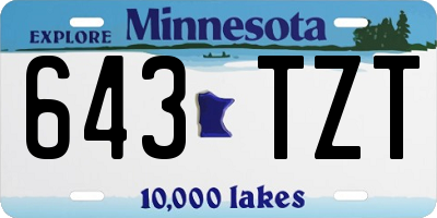 MN license plate 643TZT