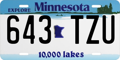 MN license plate 643TZU