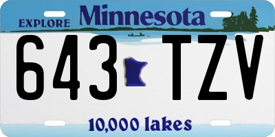 MN license plate 643TZV