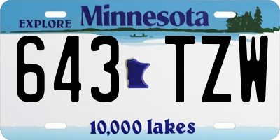 MN license plate 643TZW
