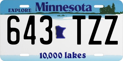 MN license plate 643TZZ