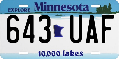 MN license plate 643UAF