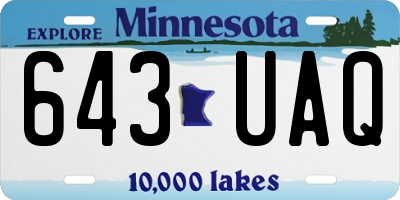 MN license plate 643UAQ