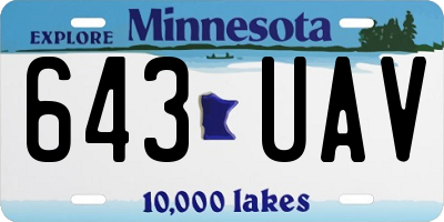 MN license plate 643UAV