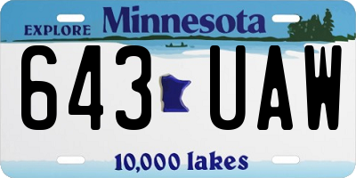 MN license plate 643UAW