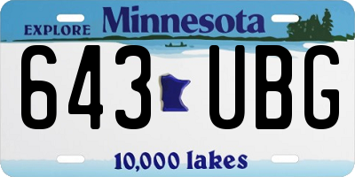 MN license plate 643UBG