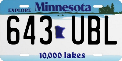 MN license plate 643UBL
