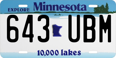 MN license plate 643UBM