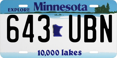 MN license plate 643UBN