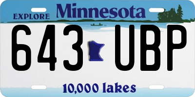 MN license plate 643UBP