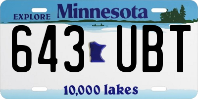 MN license plate 643UBT