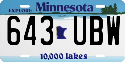 MN license plate 643UBW