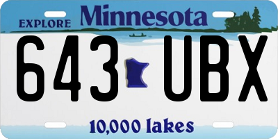 MN license plate 643UBX