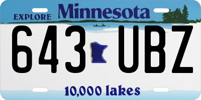 MN license plate 643UBZ