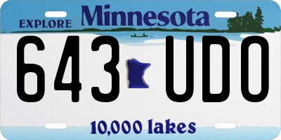 MN license plate 643UDO