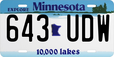 MN license plate 643UDW