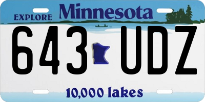 MN license plate 643UDZ