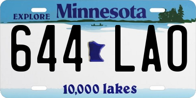 MN license plate 644LAO