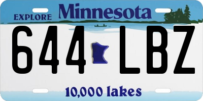 MN license plate 644LBZ