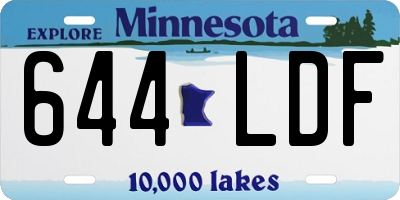 MN license plate 644LDF