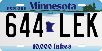 MN license plate 644LEK