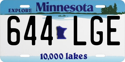 MN license plate 644LGE