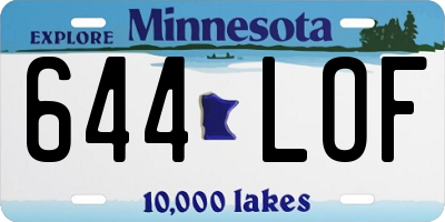 MN license plate 644LOF