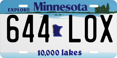 MN license plate 644LOX