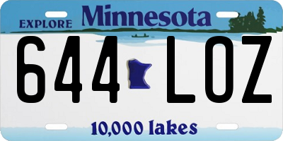 MN license plate 644LOZ