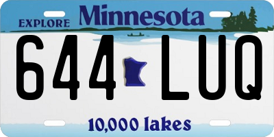 MN license plate 644LUQ