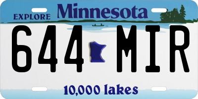 MN license plate 644MIR