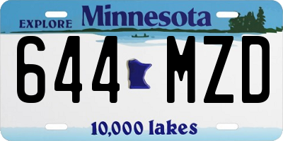 MN license plate 644MZD