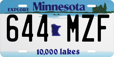 MN license plate 644MZF