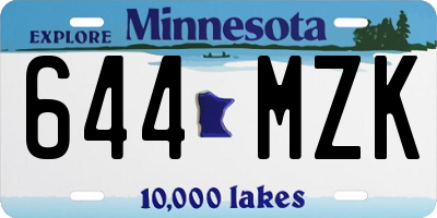 MN license plate 644MZK