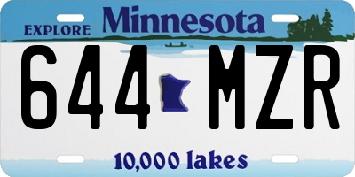 MN license plate 644MZR