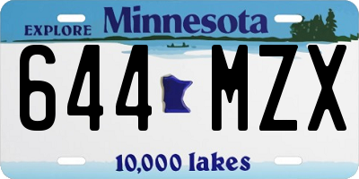 MN license plate 644MZX
