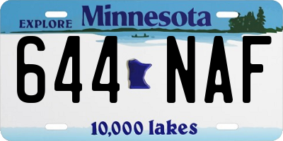 MN license plate 644NAF