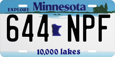 MN license plate 644NPF