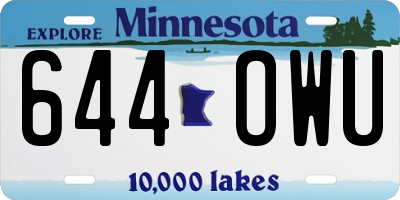 MN license plate 644OWU